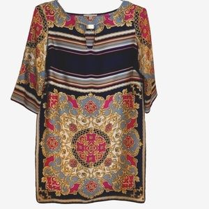 Sandra Darren Silky Handkerchief Dress with Gold Plate Keyhole Neckline …